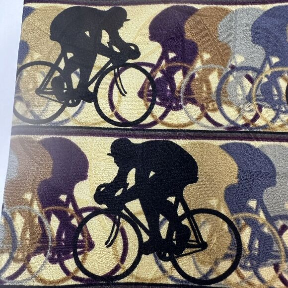 Jhane Barnes Original All Silk Gold w/Black/Blue/Gray Bicycle Design Japan - Picture 9 of 9